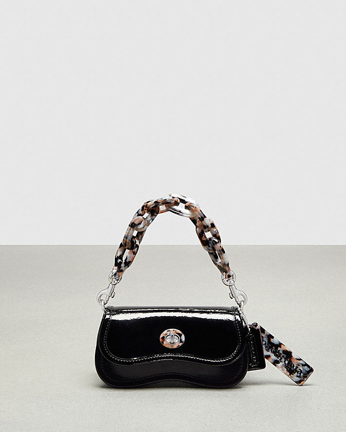 Mini Wavy Dinky Bag With Crossbody Strap In Crinkled Patent Coachtopia Leather