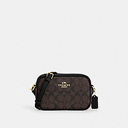 COACH CQ874 Mini Jamie Camera Bag In Signature Canvas GOLD/BROWN BLACK