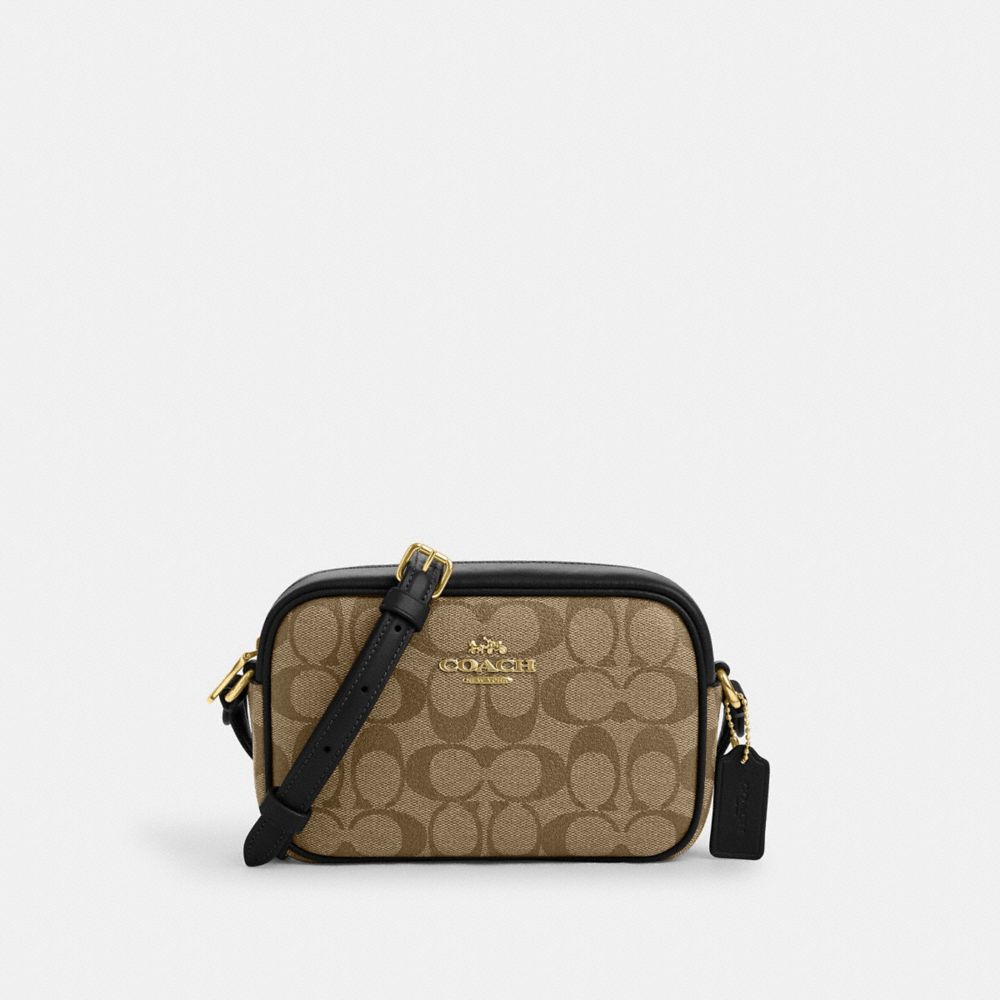 COACH CQ874 Mini Jamie Camera Bag In Signature Canvas GOLD/KHAKI/BLACK