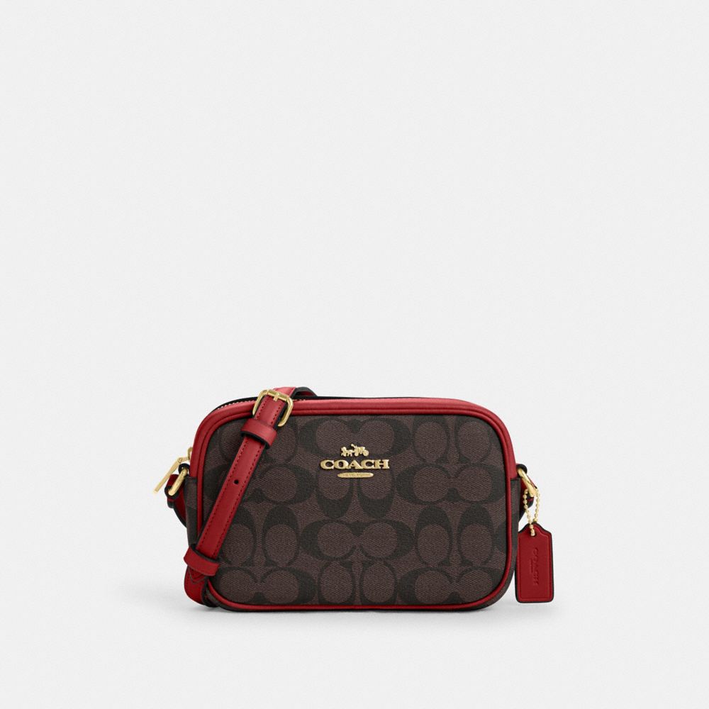 COACH CQ874 Mini Jamie Camera Bag In Signature Canvas Gold/Brown 1941 Red