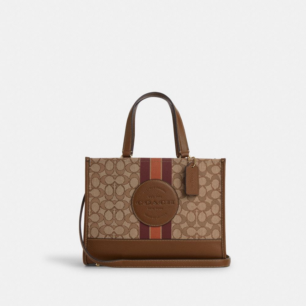 COACH CQ877 Dempsey Carryall In Signature Jacquard With Stripe And Coach Patch Im/Khaki/Saddle Multi