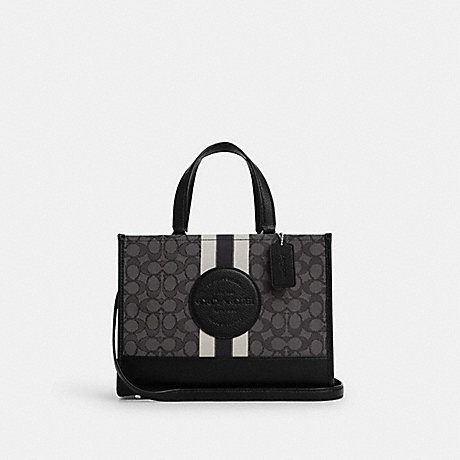 COACH CQ877 Dempsey Carryall In Signature Jacquard With Stripe And Coach Patch Silver/Black-Smoke-Black-Multi