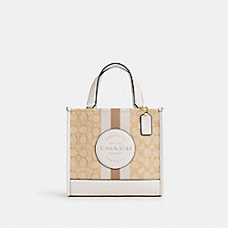 Dempsey Tote 22 In Signature Jacquard With Stripe And Coach Patch - CQ878 - Gold/Light Khaki Chalk