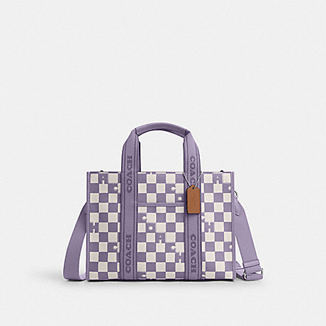 COACH CR101 Smith Tote With Checkerboard Print Silver/Light-Violet/Chalk