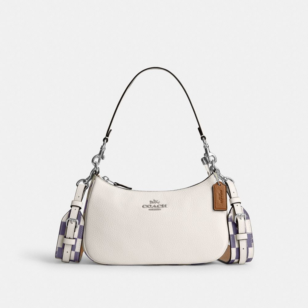 Teri Shoulder Bag With Checkerboard Print - CR103 - Silver/Light Violet/Chalk