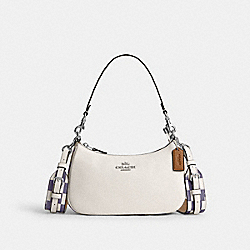 Teri Shoulder Bag With Checkerboard Print - CR103 - Silver/Light Violet/Chalk