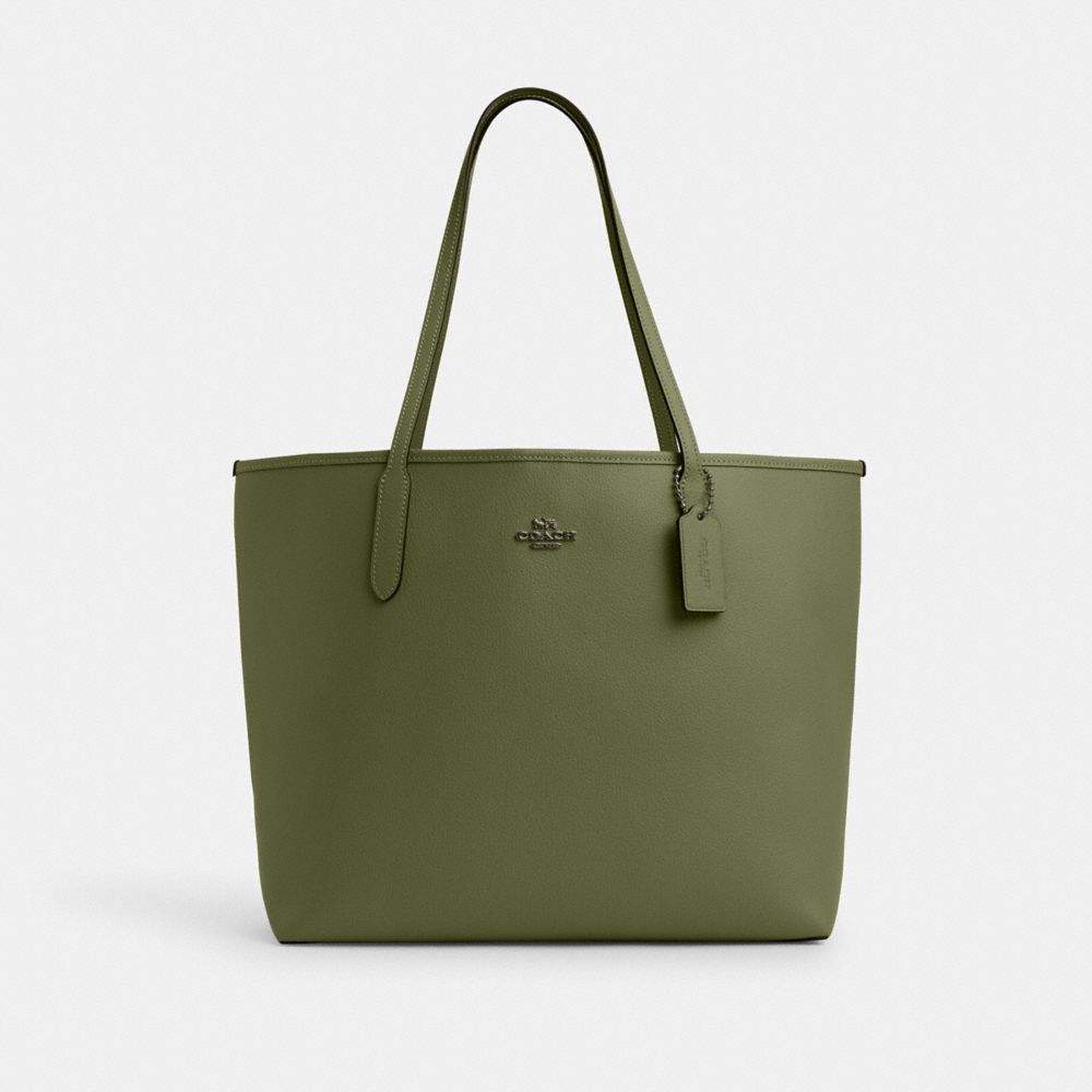 COACH CR111 City Tote Bag GUNMETAL/MILITARY GREEN