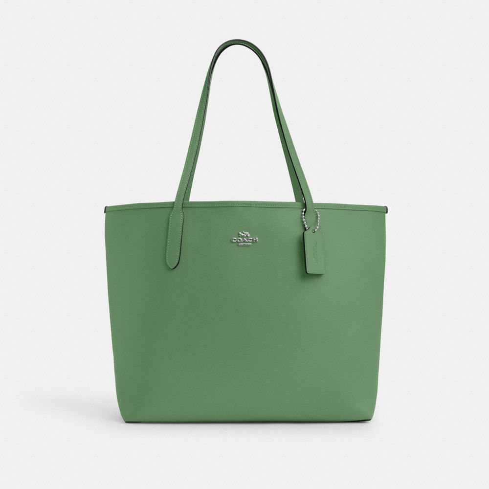 COACH CR111 City Tote SILVER/SOFT GREEN