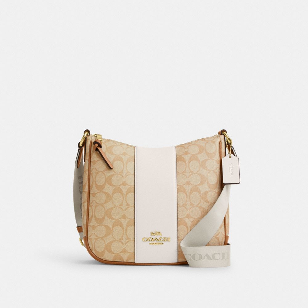 COACH Cr124 - ELLIE FILE BAG IN SIGNATURE CANVAS WITH STRIPE - IM/LIGHT ...