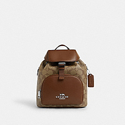 Pace Backpack In Signature Canvas - CR130 - Silver/Khaki/Saddle