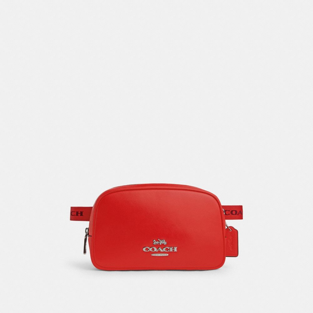 COACH CR136 Pace Belt Bag SILVER/MIAMI RED