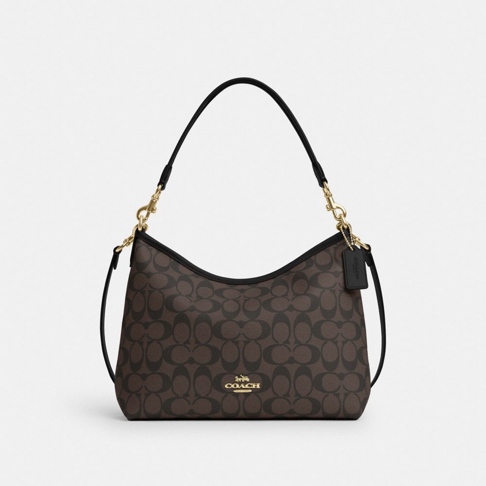 COACH CR149 Laurel Shoulder Bag In Signature Canvas Gold/Brown Black