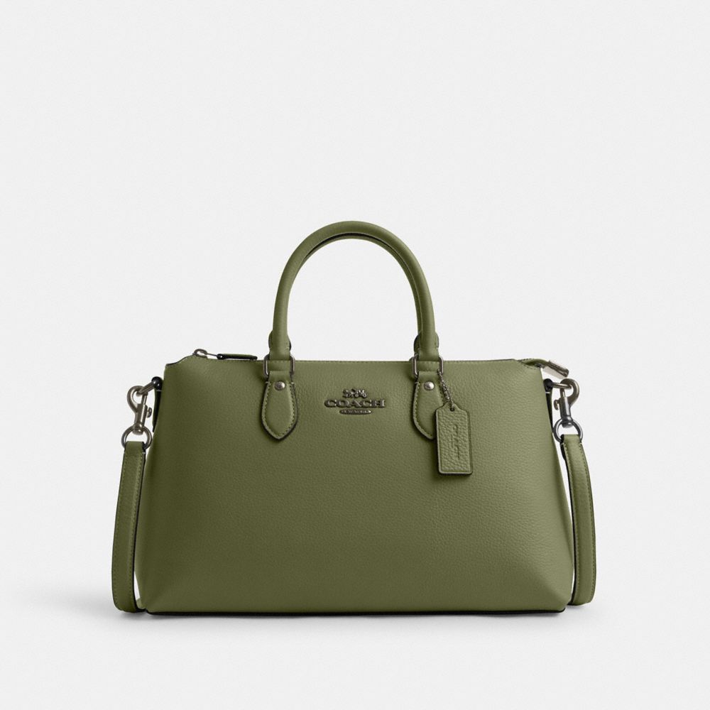 COACH CR156 Georgia Satchel Bag GUNMETAL/MILITARY GREEN