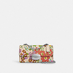 Eliza Flap Crossbody Bag With Floral Print - CR159 - Silver/Ivory Multi