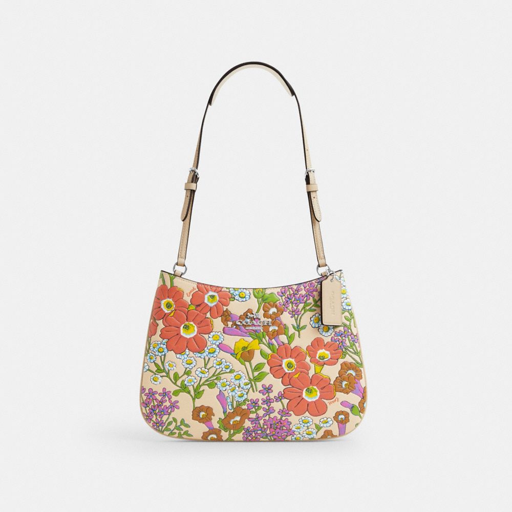 COACH CR162 Penelope Shoulder Bag With Floral Print SILVER/IVORY MULTI