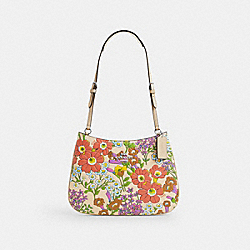 Penelope Shoulder Bag With Floral Print - CR162 - Silver/Ivory Multi