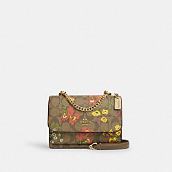 Mini Klare Crossbody In Signature Canvas With Floral Print - CR170 - Gold/Khaki Multi