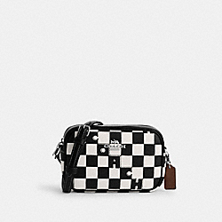 Mini Jamie Camera Bag With Checkerboard Print - CR172 - Silver/Black/Chalk