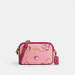 Mini Jamie Camera Bag With Cherry Print - CR173 - Im/Flower Pink/Bright Violet