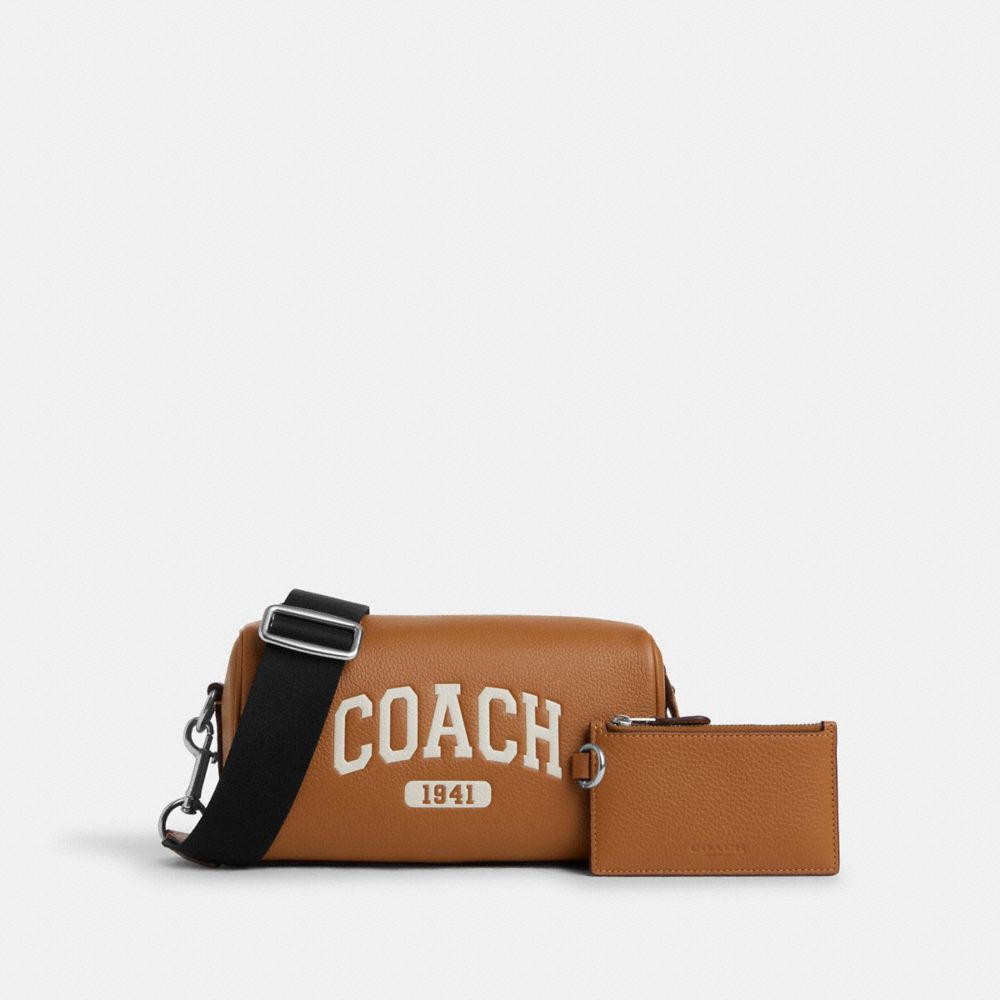 COACH CR184 Axel Crossbody With Varsity SILVER/LIGHT SADDLE