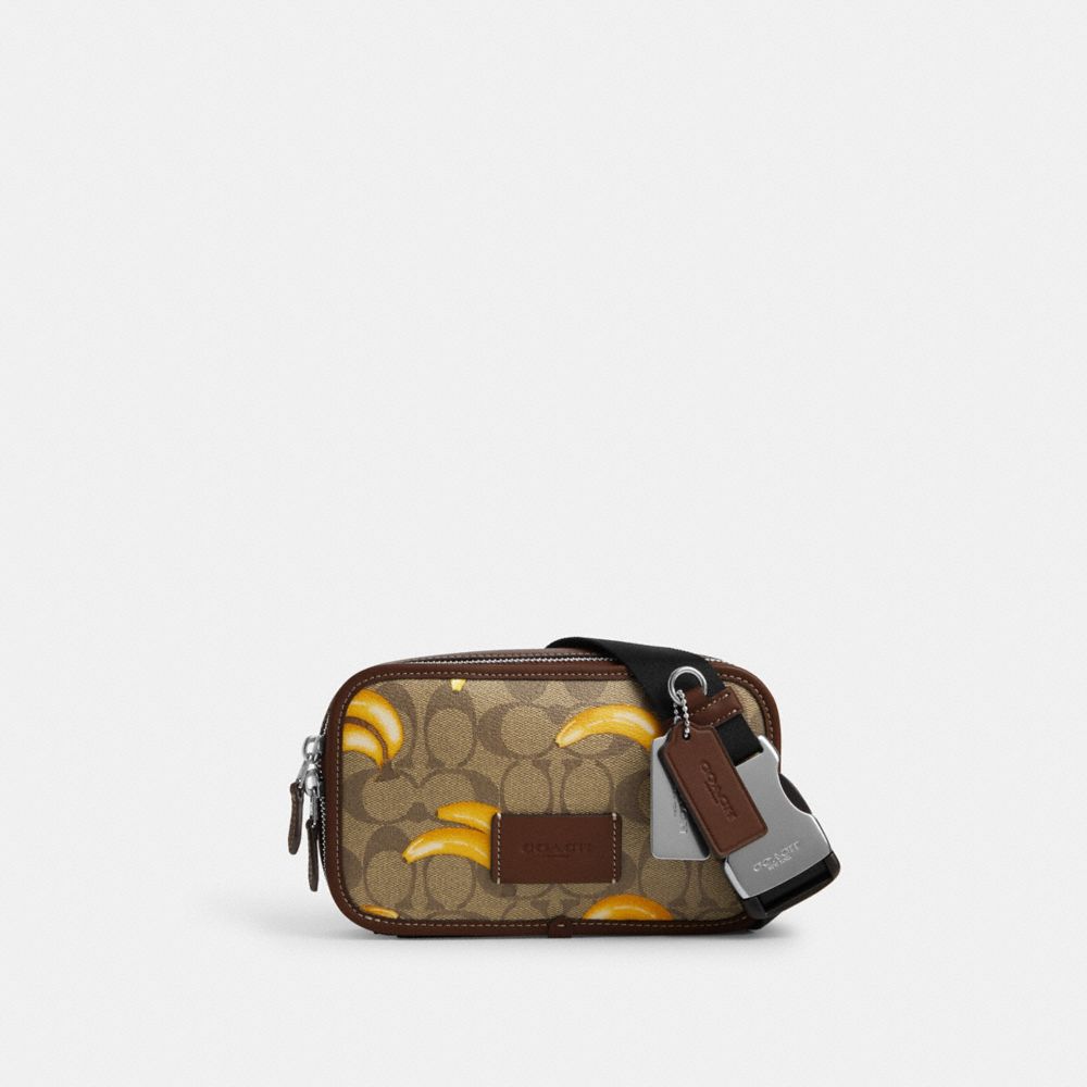 Wyatt Belt Bag In Signature Canvas With Banana Print - CR185 - Silver/Khaki/Dark Saddle