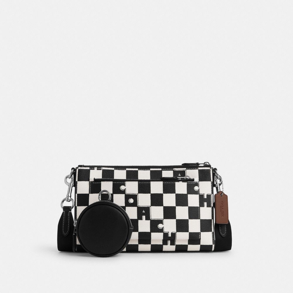 Holden Crossbody With Checkerboard Print - CR208 - Silver/Black/Chalk