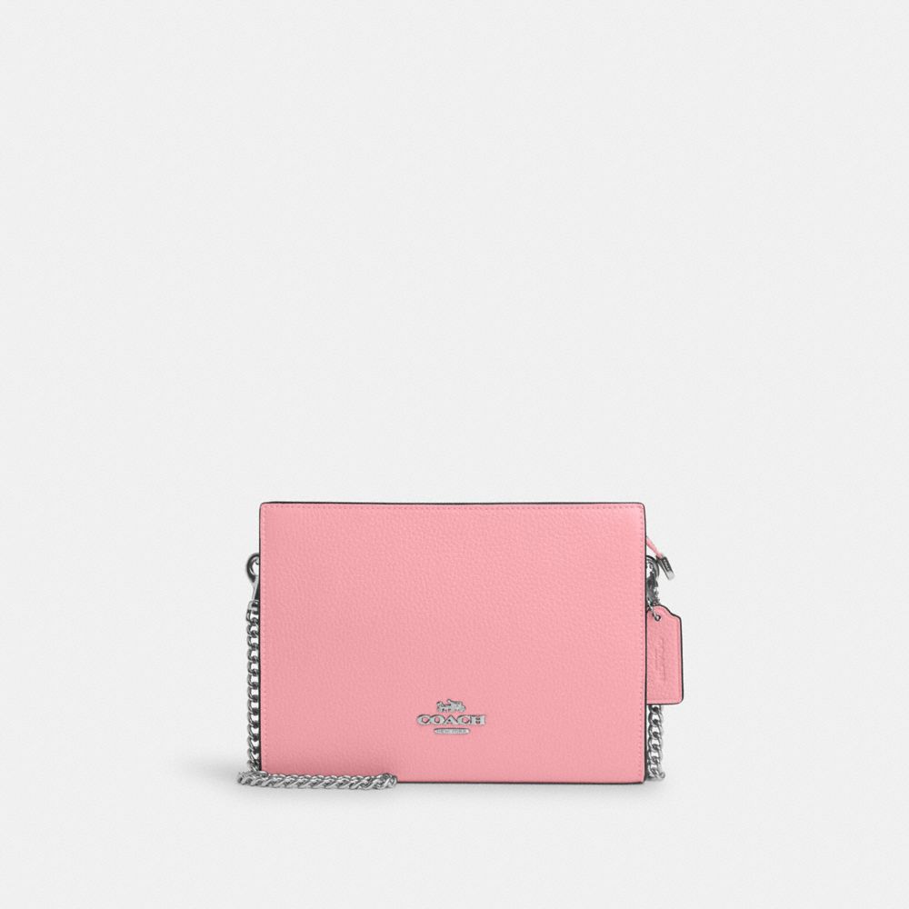 COACH CR238 Slim Crossbody SILVER/FLOWER PINK