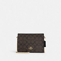 Slim Crossbody In Signature Canvas - CR239 - Gold/Brown Black
