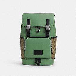 Track Backpack In Colorblock Signature Canvas - CR258 - Sv/Khaki/Soft Green