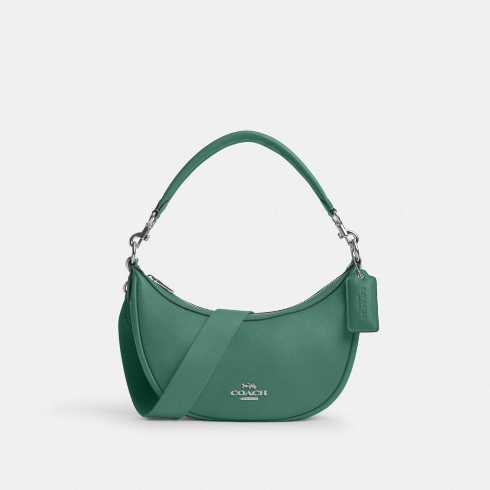 COACH CR282 Aria Shoulder Bag SILVER/BRIGHT GREEN