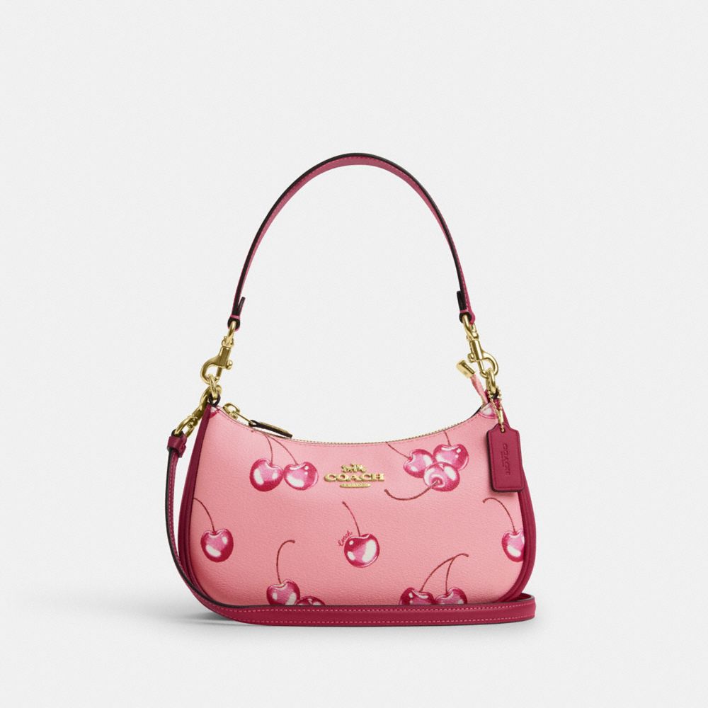COACH CR290 Teri Shoulder Bag With Cherry Print Im/Flower-Pink/Bright-Violet