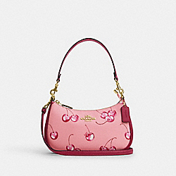 COACH CR290 Teri Shoulder Bag With Cherry Print IM/FLOWER PINK/BRIGHT VIOLET