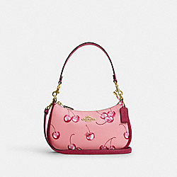 COACH CR290 Teri Shoulder Bag With Cherry Print IM/FLOWER PINK/BRIGHT VIOLET