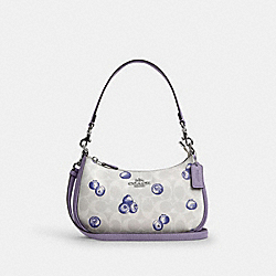 COACH CR292 Teri Shoulder Bag In Signature Canvas With Blueberry Print SILVER/CHALK/LIGHT VIOLET
