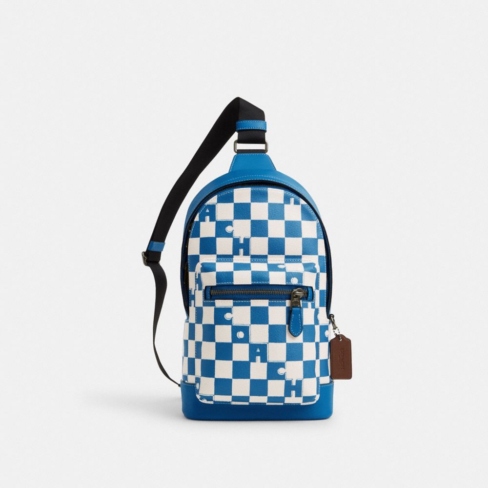 West Pack With Checkerboard Print - CR294 - Black Antique Nickel/Blue Jay/Chalk