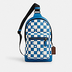 West Pack With Checkerboard Print - CR294 - Black Antique Nickel/Blue Jay/Chalk
