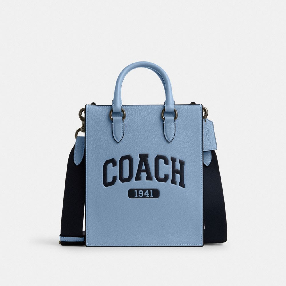 COACH CR312 Dylan Tote With Varsity GUNMETAL/CORNFLOWER