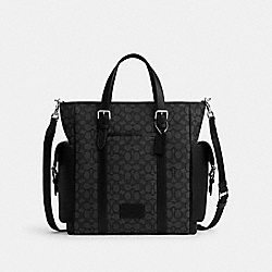 COACH CR325 Sprint Tote In Signature Jacquard SILVER/CHARCOAL/BLACK