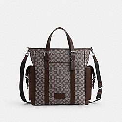 Sprint Tote In Signature Jacquard - CR325 - Sv/Oak/Maple