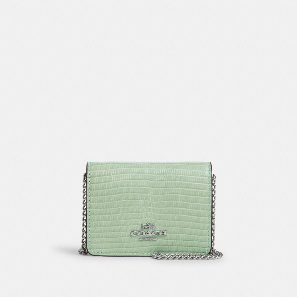 Mini Wallet On A Chain - CR372 - Silver/Pale Green