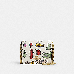 Mini Wallet On A Chain With Creature Print - CR373 - Gold/Chalk Multi