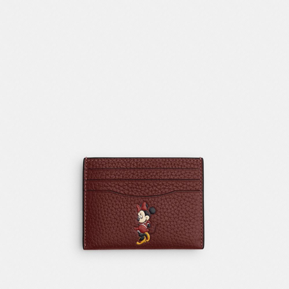 Disney X Coach Card Case In Regenerative Leather With Motif - CR375 - Wine