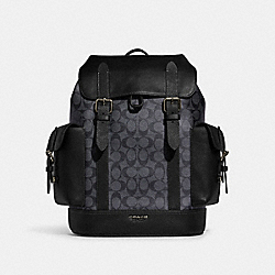 Hudson Backpack In Signature Canvas - CR388 - Gunmetal/Charcoal/Black