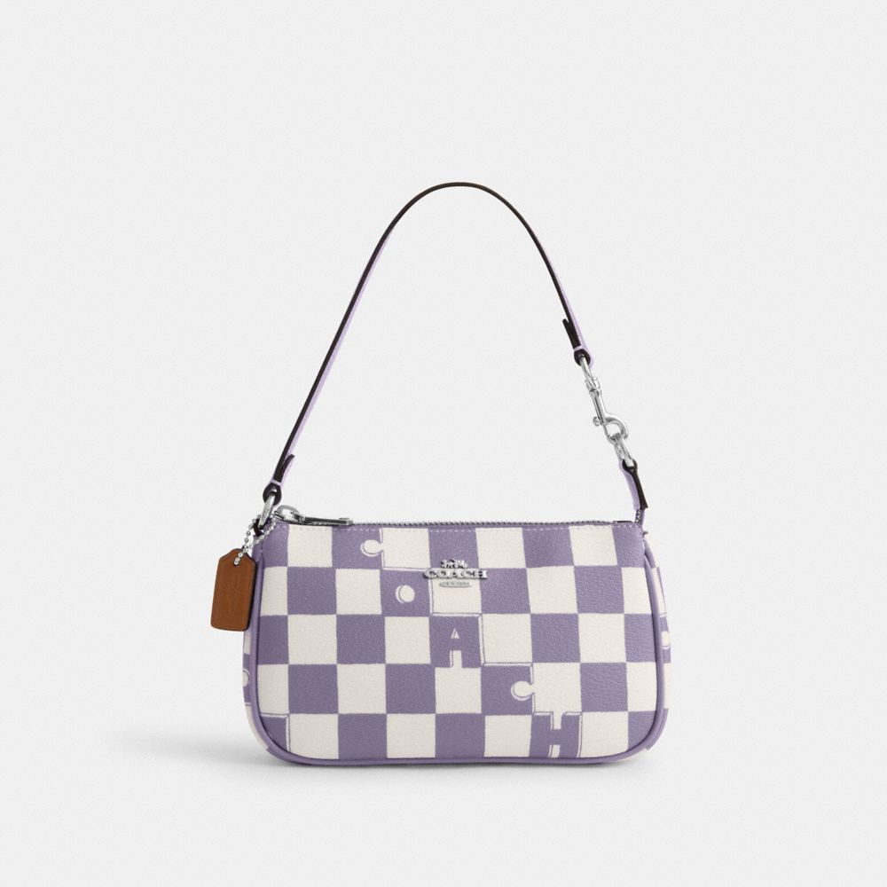 COACH CR394 Nolita 19 With Checkerboard Print SILVER/LIGHT VIOLET/CHALK