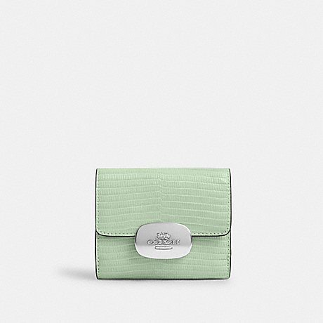 COACH CR395 Eliza Small Wallet Silver/Pale-Green
