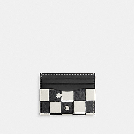 COACH CR396 Slim Id Card Case With Checkerboard Print Gunmetal/Black-Chalk