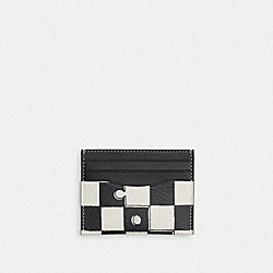 Slim Id Card Case With Checkerboard Print - CR396 - Gunmetal/Black Chalk