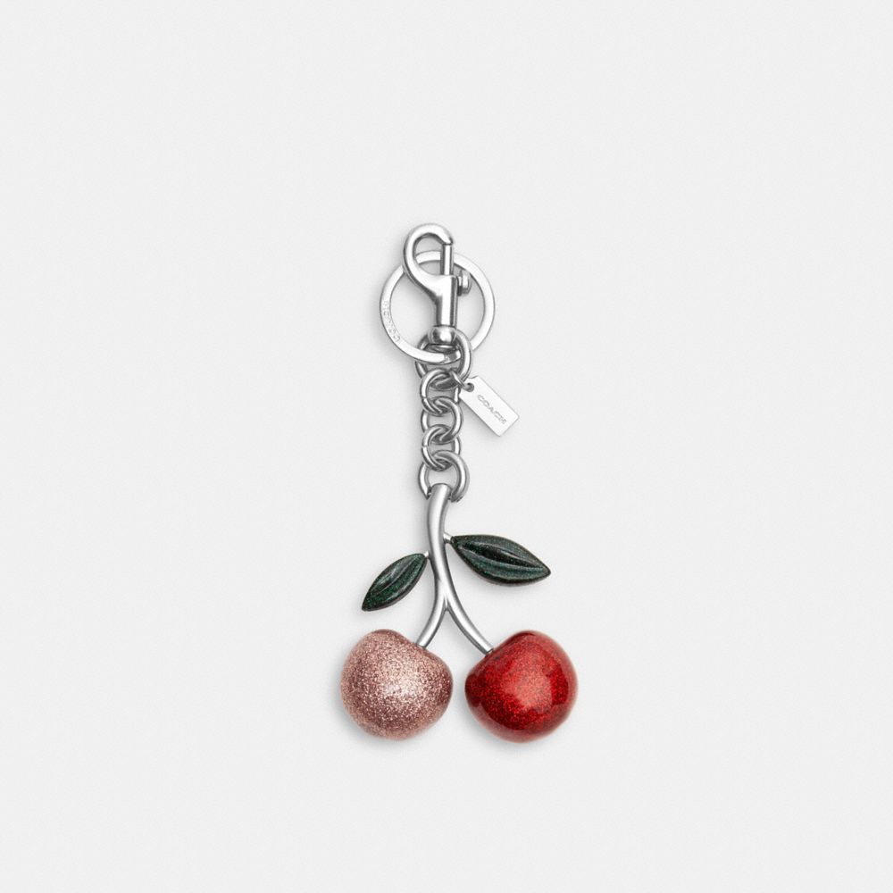 Glitter Cherry Bag Charm - CR431 - Silver/Pink Multi