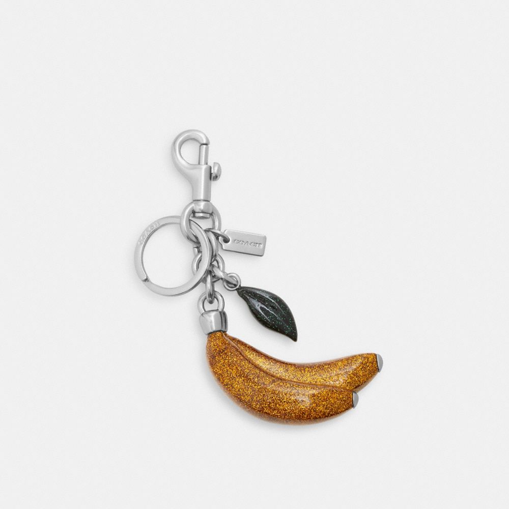 Glitter Banana Bag Charm - CR433 - Silver/Honeycomb Multi