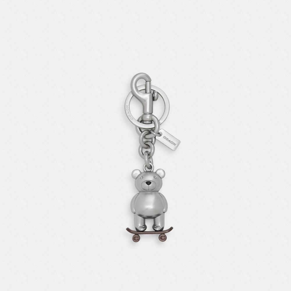 Skateboard Bear Bag Charm - CR435 - Silver